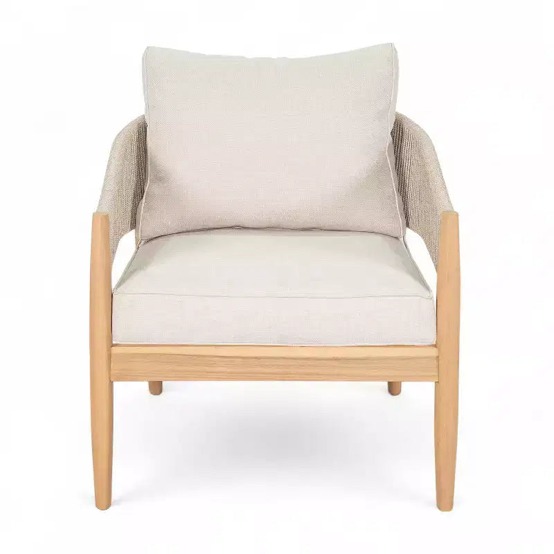 Christopher Knight Home Ryoma, set di 2 sedie a club moderne da esterno in legno di acacia e corda intrecciata con cuscini