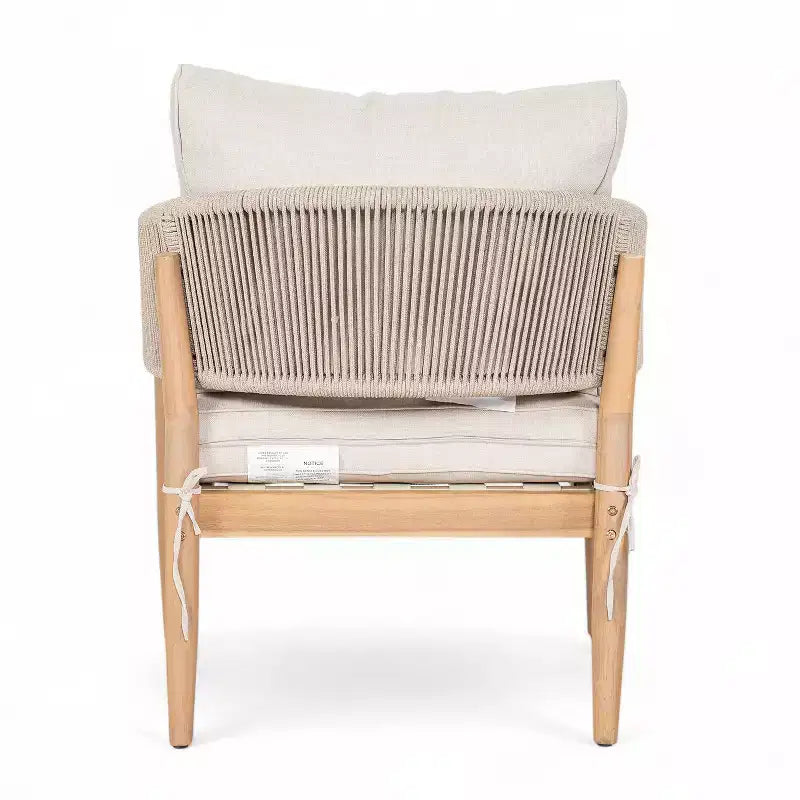 Christopher Knight Home Ryoma, set di 2 sedie a club moderne da esterno in legno di acacia e corda intrecciata con cuscini