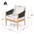 Christopher Knight Home Ryoma, set di 2 sedie a club moderne da esterno in legno di acacia e corda intrecciata con cuscini