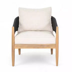 Christopher Knight Home Ryoma, set di 2 sedie a club moderne da esterno in legno di acacia e corda intrecciata con cuscini
