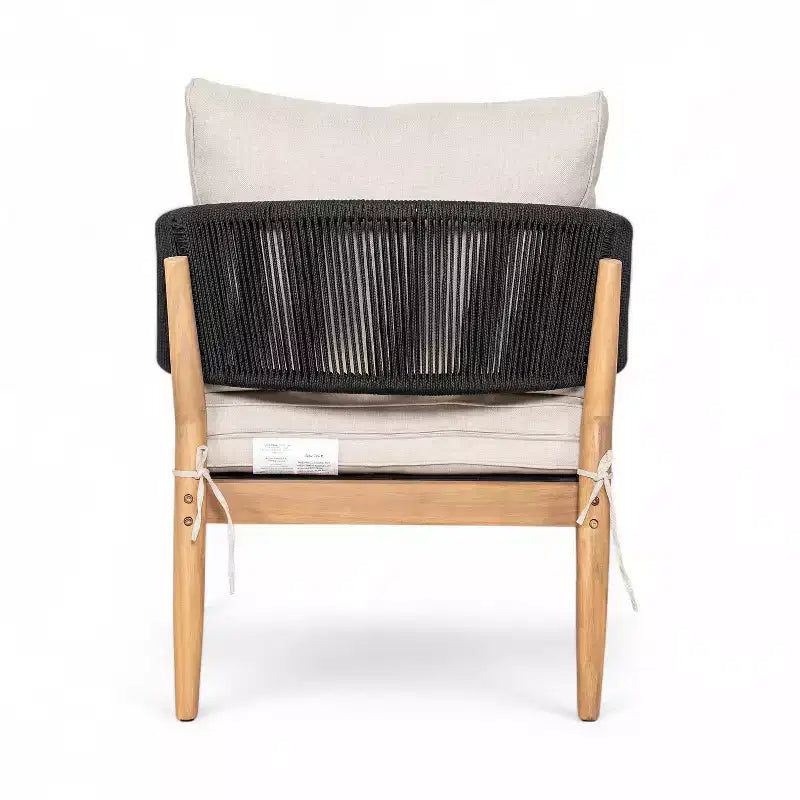 Christopher Knight Home Ryoma, set di 2 sedie a club moderne da esterno in legno di acacia e corda intrecciata con cuscini