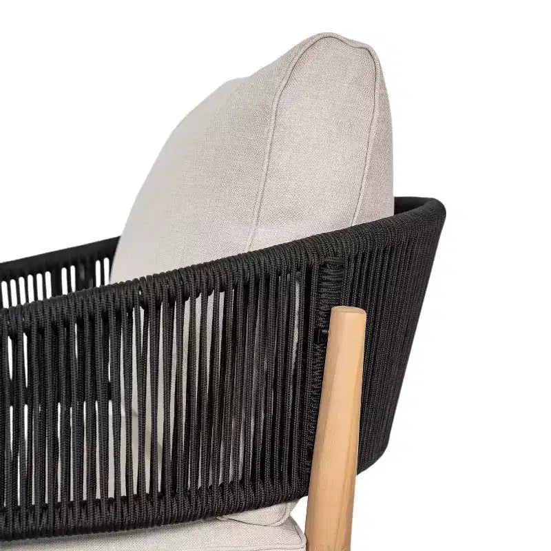 Christopher Knight Home Ryoma, set di 2 sedie a club moderne da esterno in legno di acacia e corda intrecciata con cuscini