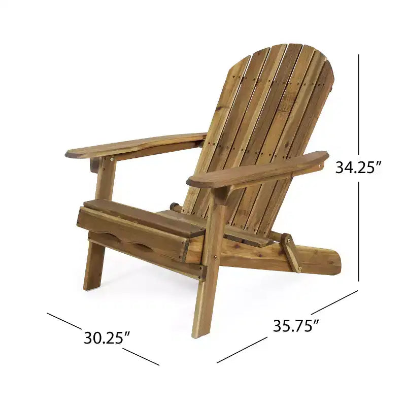 Christopher Knight Home Jane Outdoor Folding Acacia Wood 3 Piece Adirondack Chat Set with Cushions
