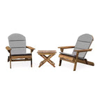 Christopher Knight Home Jane Outdoor Folding Acacia Wood 3 Piece Adirondack Chat Set with Cushions