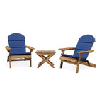 Christopher Knight Home Jane Outdoor Folding Acacia Wood 3 Piece Adirondack Chat Set with Cushions