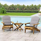 Christopher Knight Home Jane Outdoor Folding Acacia Wood 3 Piece Adirondack Chat Set with Cushions