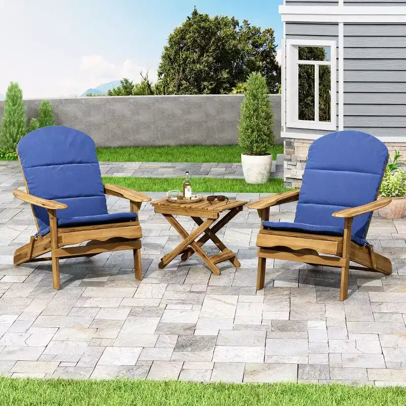 Christopher Knight Home Jane set di 3 pezzi Adirondack da esterno pieghevole in legno di acacia con cuscini