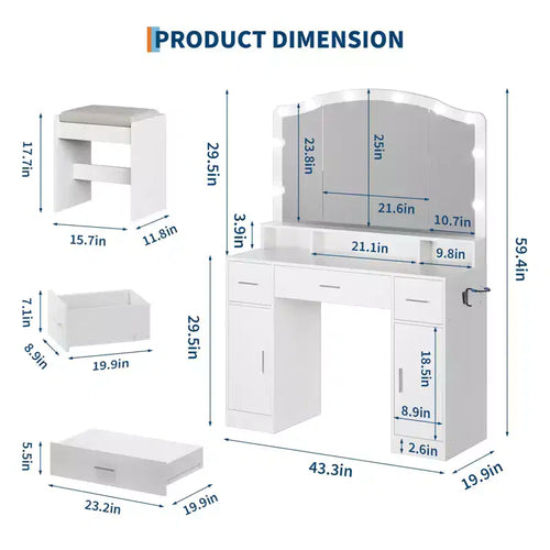 1 Vanity Table with Elegant Design, Spacious Storage, Durable Build, Easy Assembly, and Stylish Finish