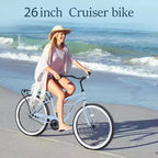 NAYSAYE Bicicletta Beach Cruiser, ruote da 26 pollici, 7 velocità, freno a V, sella comoda, bici da crociera classica retrò, bici da pendolare per donne, uomini, anziani