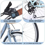 NAYSAYE Bicicletta City Bike a 7 velocità con Cestino, Telaio in Acciaio, per Ragazze per Pendolarismo e Tempo Libero, Blu, 66.93*24.8*41.34