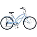NAYSAYE Bicycle 7 Speed 26 Inch Beach Cruiser Bike Steel Frame for Women for Comfortable Rides, Light Blue, 69.96*28.32*43.2
