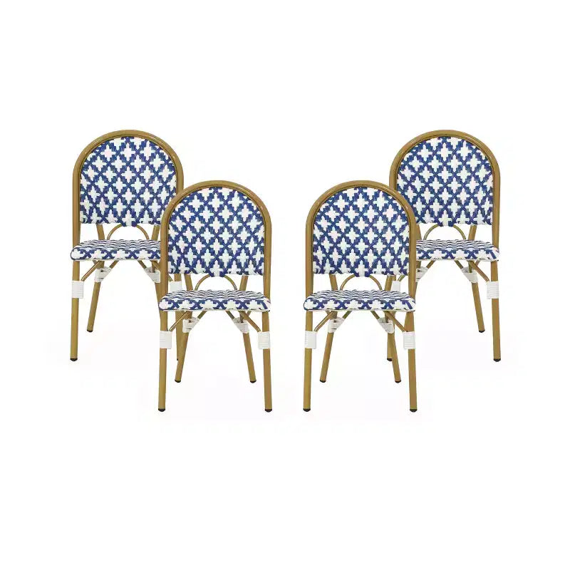 Christopher Knight Home Sedie da bistrot Baron con rattan intrecciato e struttura in alluminio (set da 4)
