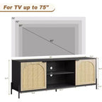 Mobile Consolle Multimediale GustoWave 65, Porta TV in Rattan con 2 Ante e Ripiani Aperti per TV da 60-75 Pollici