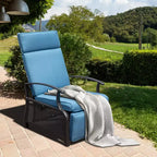 CLIHOME Adjustable Outdoor Patio Lounge Chair,with Flip Table Push Back & Removable Cushions