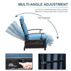 CLIHOME Adjustable Outdoor Patio Lounge Chair,with Flip Table Push Back & Removable Cushions