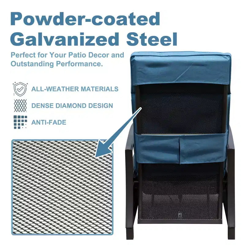 CLIHOME Adjustable Outdoor Patio Lounge Chair,with Flip Table Push Back & Removable Cushions