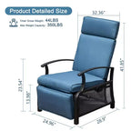 CLIHOME Adjustable Outdoor Patio Lounge Chair,with Flip Table Push Back & Removable Cushions