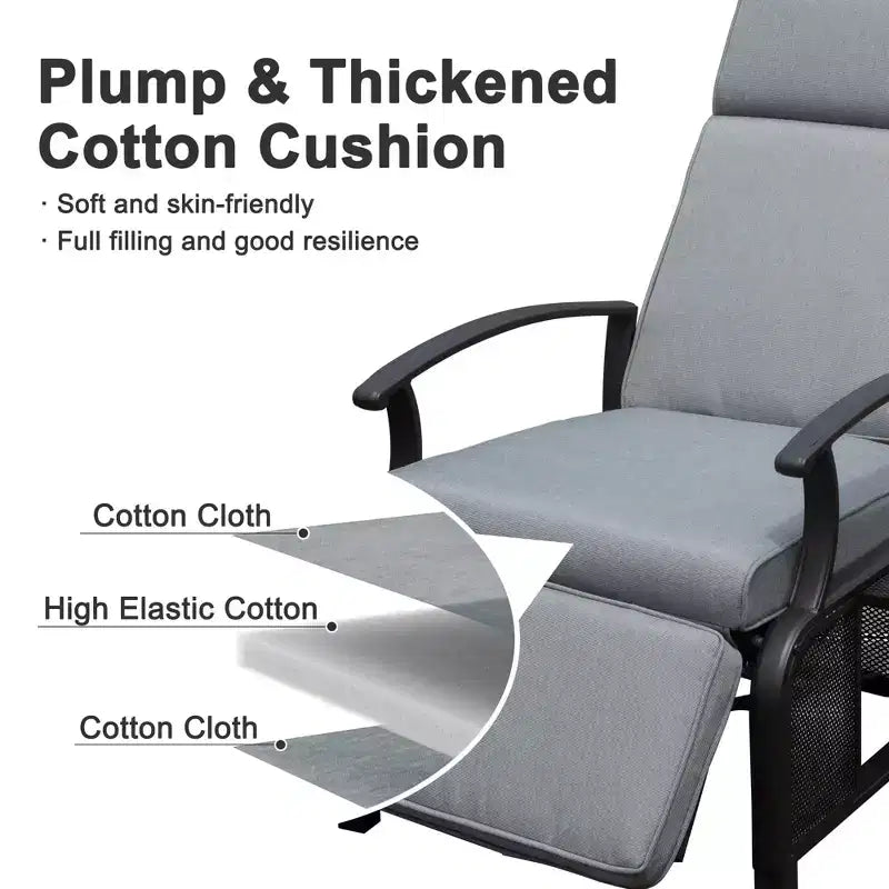 CLIHOME Adjustable Outdoor Patio Lounge Chair,with Flip Table Push Back & Removable Cushions