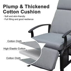 CLIHOME Adjustable Outdoor Patio Lounge Chair,with Flip Table Push Back & Removable Cushions