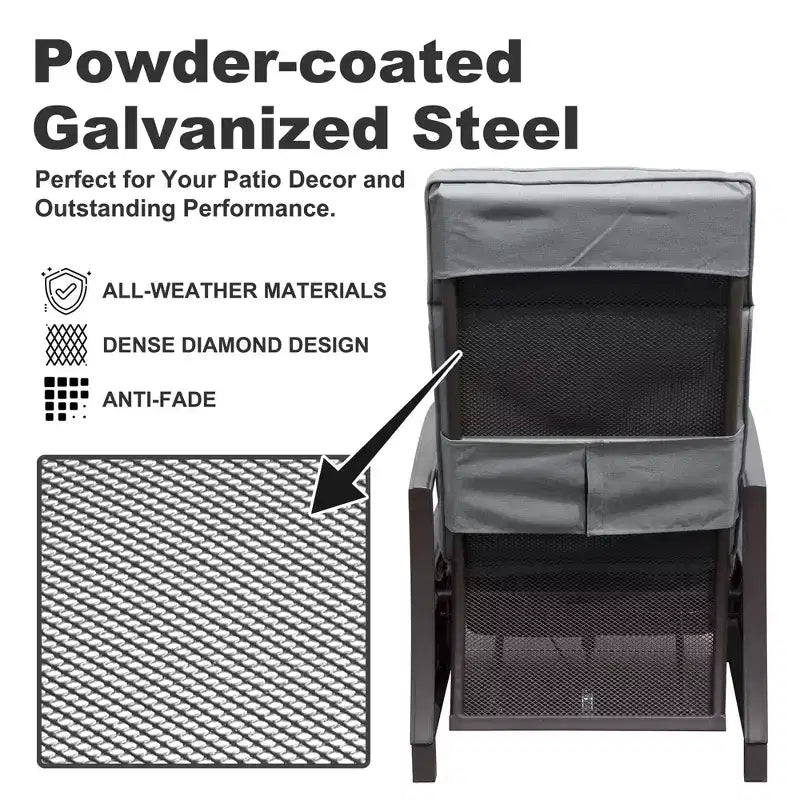 CLIHOME Adjustable Outdoor Patio Lounge Chair,with Flip Table Push Back & Removable Cushions
