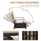 CLIHOME Adjustable Outdoor Patio Lounge Chair,with Flip Table Push Back & Removable Cushions