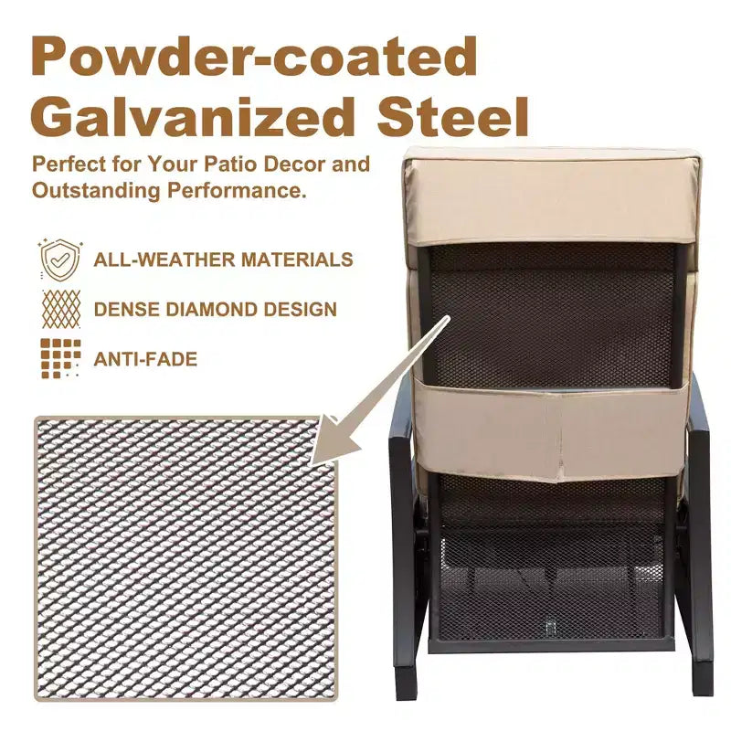 CLIHOME Adjustable Outdoor Patio Lounge Chair,with Flip Table Push Back & Removable Cushions
