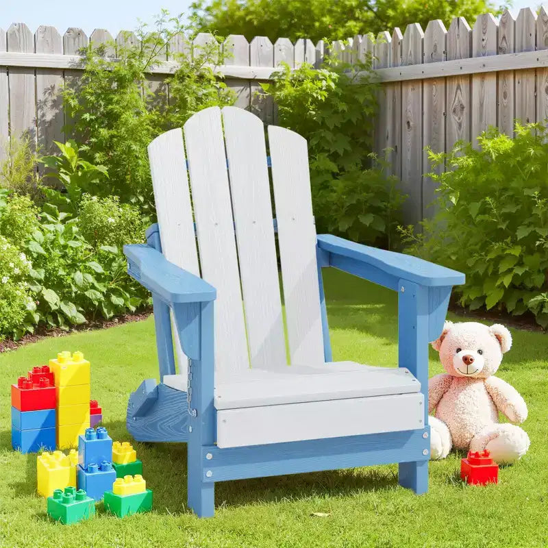 Hyleory Kids Foldable Adirondack Chair Set, 4-Piece  Durable HDPE Outdoor Chairs for Children
