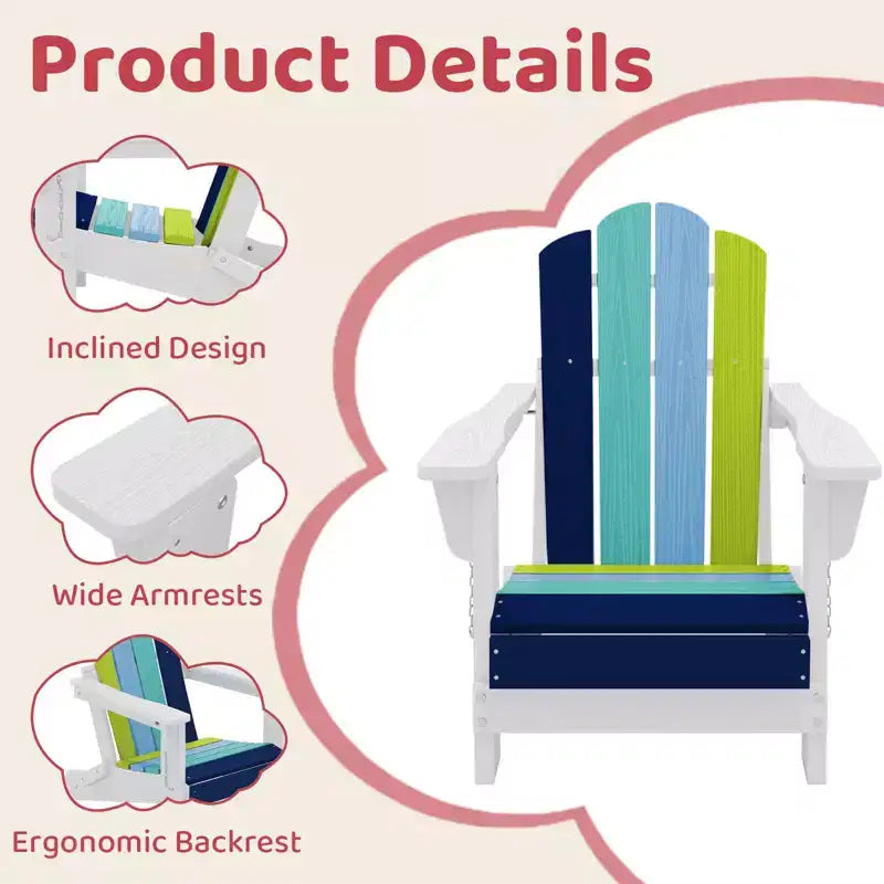Hyleory Kids Foldable Adirondack Chair Set, 4-Piece  Durable HDPE Outdoor Chairs for Children