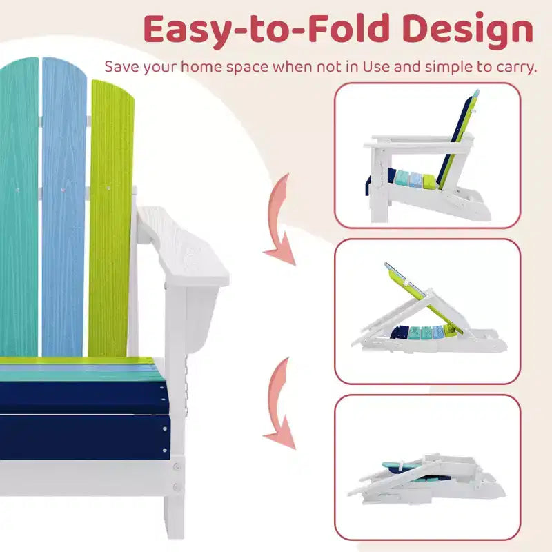 Hyleory Kids Foldable Adirondack Chair Set, 4-Piece  Durable HDPE Outdoor Chairs for Children