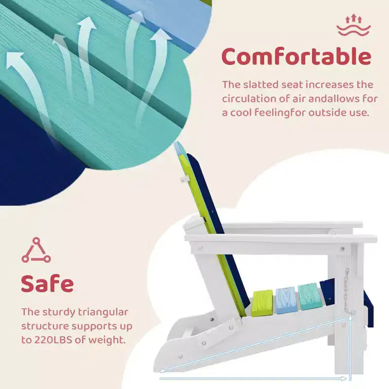 Hyleory Kids Foldable Adirondack Chair Set, 4-Piece  Durable HDPE Outdoor Chairs for Children