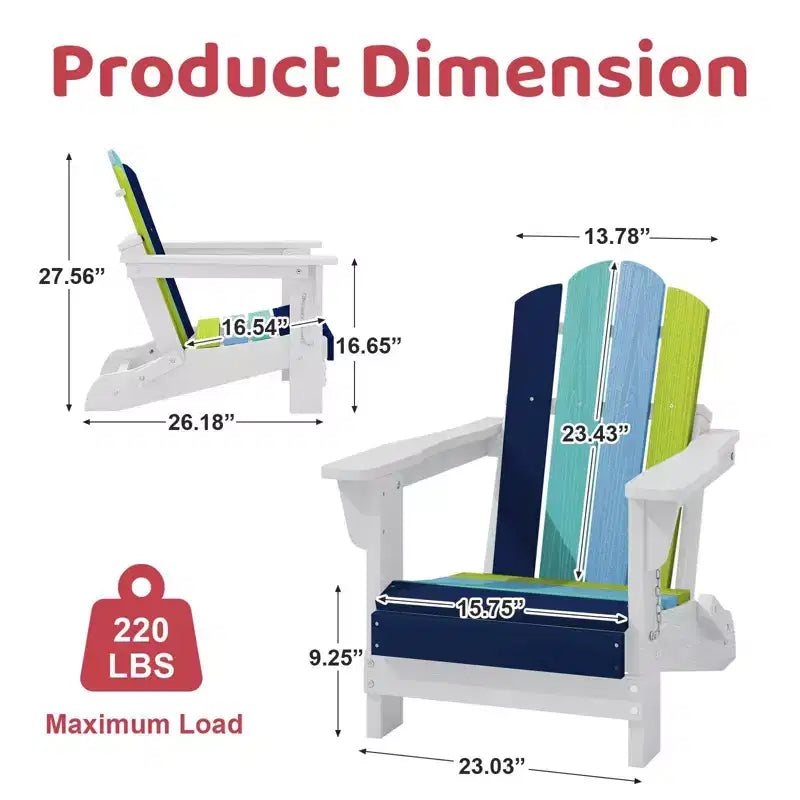 Hyleory Kids Foldable Adirondack Chair Set, 4-Piece  Durable HDPE Outdoor Chairs for Children