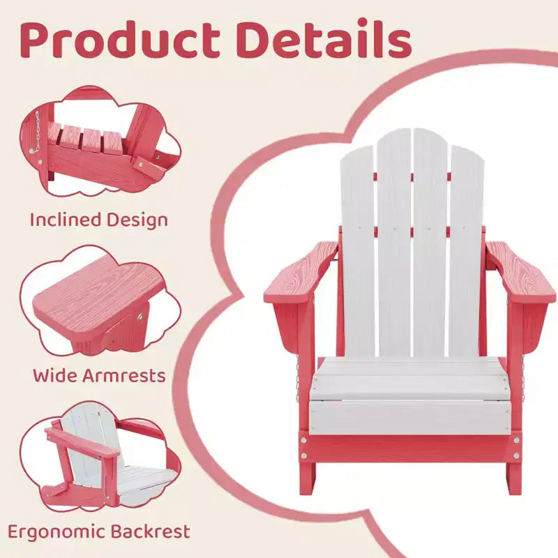 Hyleory Kids Foldable Adirondack Chair Set, 4-Piece  Durable HDPE Outdoor Chairs for Children