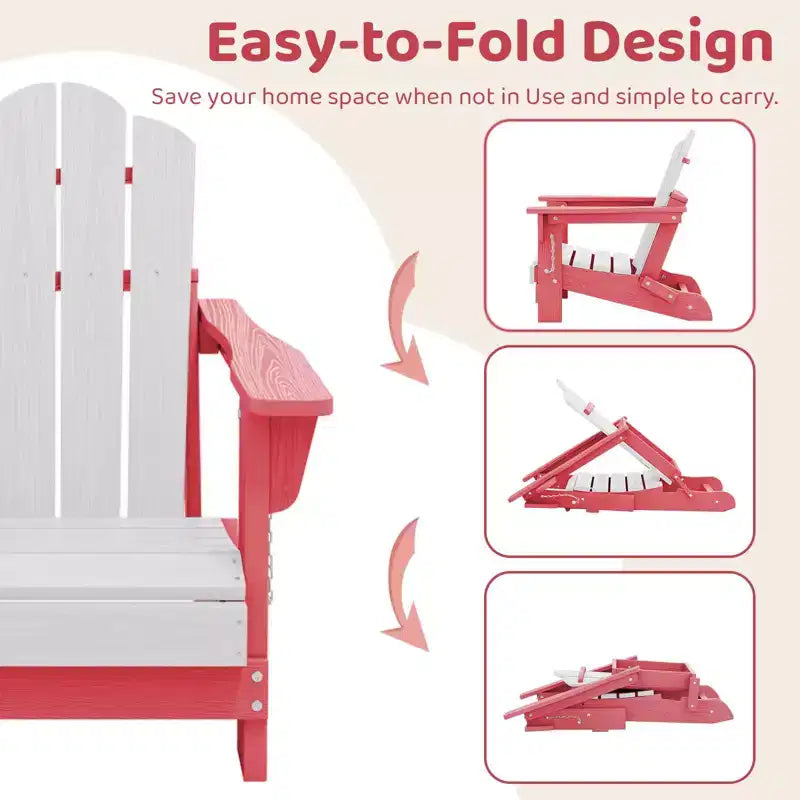Hyleory Kids Foldable Adirondack Chair Set, 4-Piece  Durable HDPE Outdoor Chairs for Children