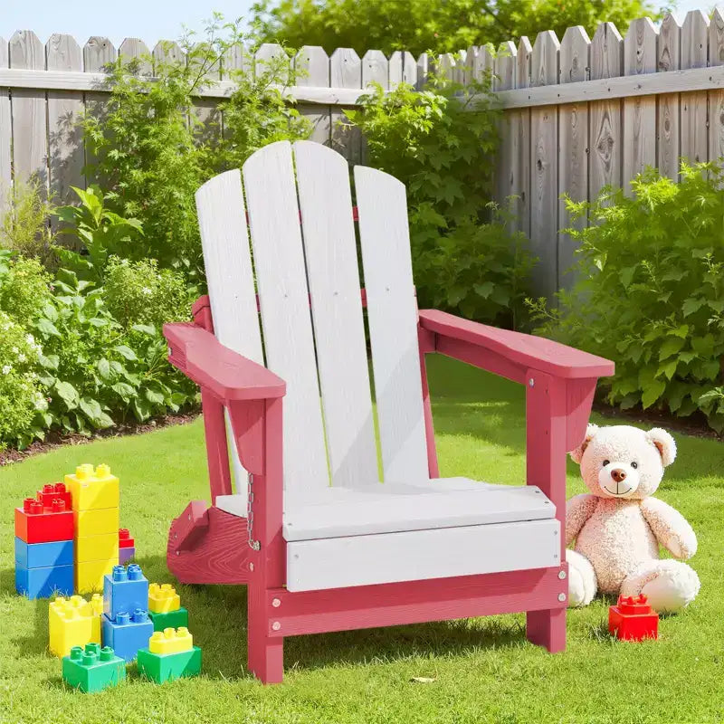 Hyleory Kids Foldable Adirondack Chair Set, 4-Piece  Durable HDPE Outdoor Chairs for Children