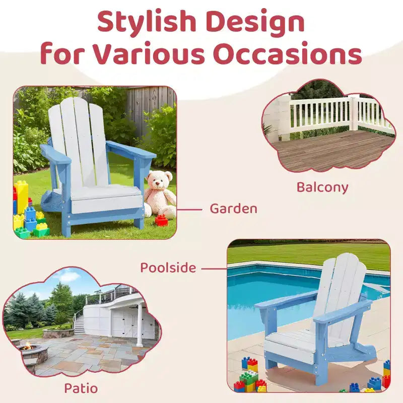 Hyleory Kids Foldable Adirondack Chair Set, 4-Piece  Durable HDPE Outdoor Chairs for Children