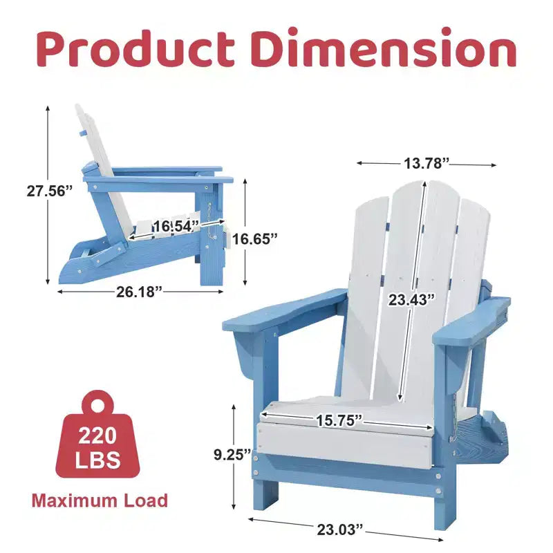 Hyleory Kids Foldable Adirondack Chair Set, 4-Piece  Durable HDPE Outdoor Chairs for Children