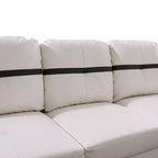 Divano componibile in similpelle semi-PU bianco e nero - Design moderno a L, cuscini trapuntati, pouf contenitore, arredamento chic per la casa
