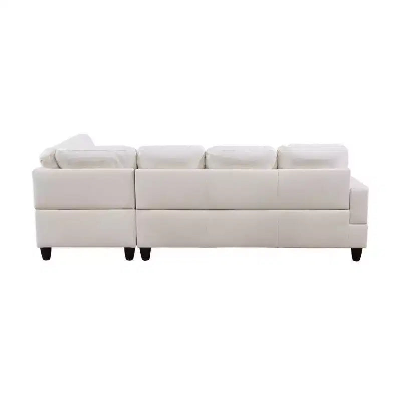 Divano componibile in similpelle semi-PU bianco e nero - Design moderno a L, cuscini trapuntati, pouf contenitore, arredamento chic per la casa