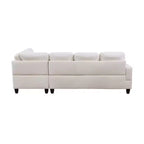 Divano componibile in similpelle semi-PU bianco e nero - Design moderno a L, cuscini trapuntati, pouf contenitore, arredamento chic per la casa