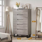 Freestanding Elegant Tall Storage Dressers with 5 Ample Drawer Space