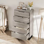 Freestanding Elegant Tall Storage Dressers with 5 Ample Drawer Space
