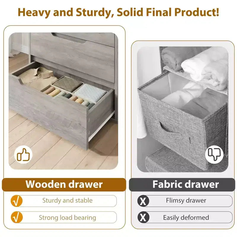 Freestanding Elegant Tall Storage Dressers with 5 Ample Drawer Space