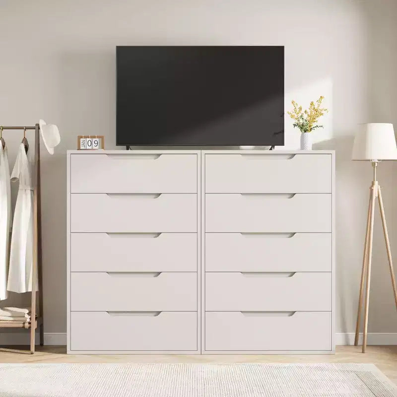 Freestanding Elegant Tall Storage Dressers with 5 Ample Drawer Space