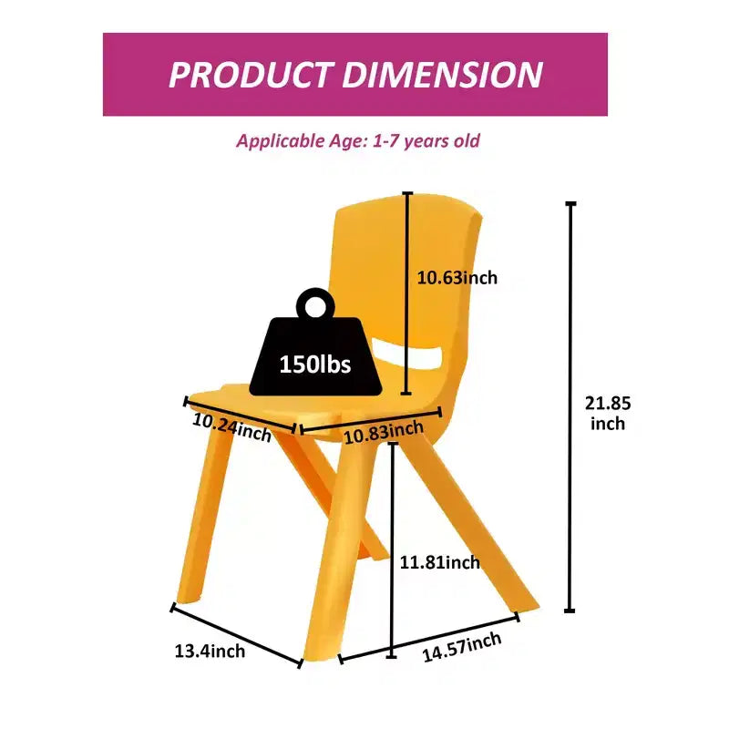 CLIHOME Lightweight Plastic Kids Chair with 11.8 H Seat for Preschool and Toddlers Children Backrest stackable Chair