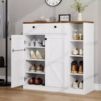 GustoWave Shoe Storage Cabinet with Doors and Drawers, 42'' Tall Shoe Cabinet with 3 Adjustable Shelves, 4-Tier Shoes Rack Organizer Cabinet
