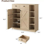 GustoWave Shoe Storage Cabinet with Doors and Drawers, 42'' Tall Shoe Cabinet with 3 Adjustable Shelves, 4-Tier Shoes Rack Organizer Cabinet