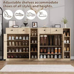 GustoWave Shoe Storage Cabinet with Doors and Drawers, 42'' Tall Shoe Cabinet with 3 Adjustable Shelves, 4-Tier Shoes Rack Organizer Cabinet