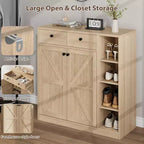 GustoWave Shoe Storage Cabinet with Doors and Drawers, 42'' Tall Shoe Cabinet with 3 Adjustable Shelves, 4-Tier Shoes Rack Organizer Cabinet