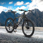 NAYSAYE Bicicletta 24 pollici Mountain Bike 21 velocità Telaio in acciaio per ragazzi e ragazze per percorsi fuoristrada, nero e verde, 56.3*7.88*28.35