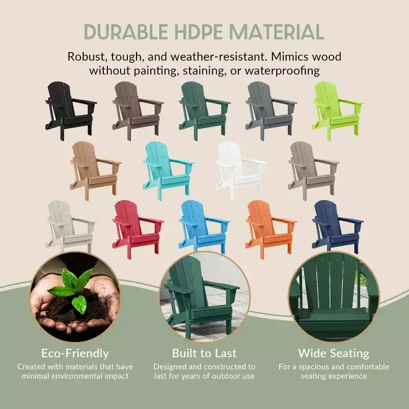 Sedia Pieghevole da Esterno in Poly HDPE WestinTrends Malibu Adirondack